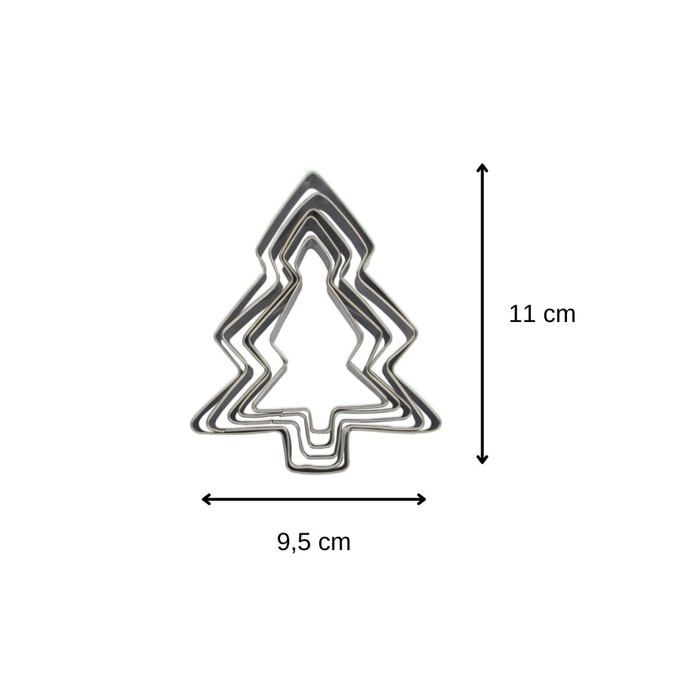 Emporte-pièce - zenker - lot de 5 - forme de sapin - acier inoxydable - dimensions variées