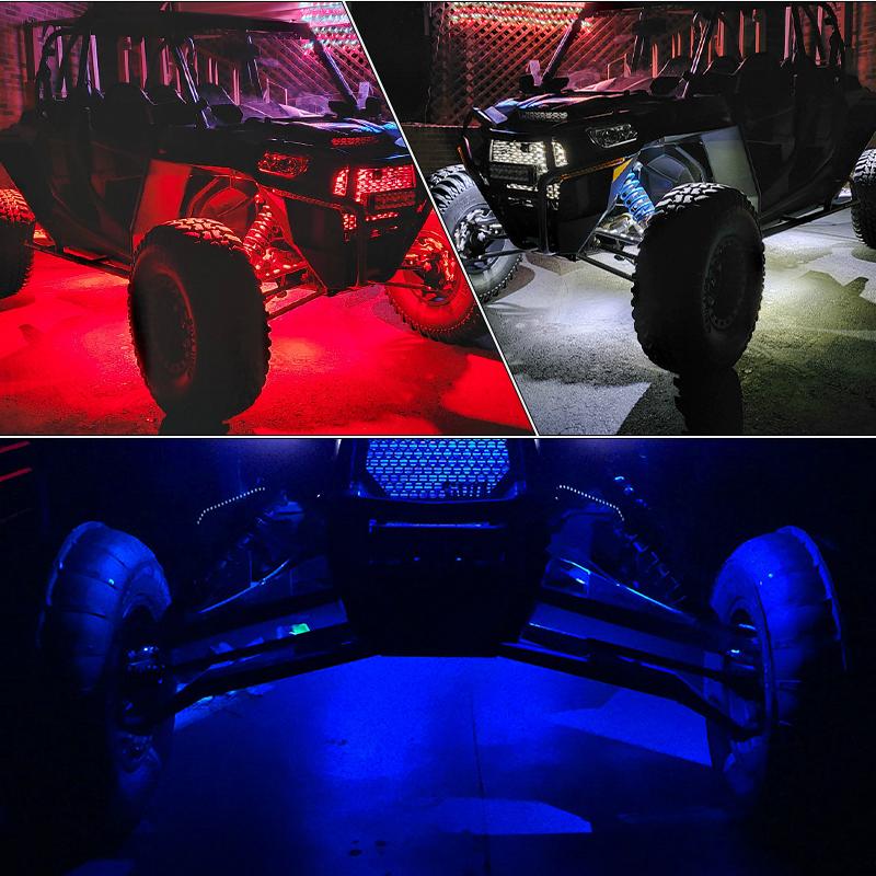 18 LED Rock Chassis Lights Red White Blue Neon Car Underglow Bottom Decoration Lamp 12V 24V for Offroad Truck SUV ATV Boat Van