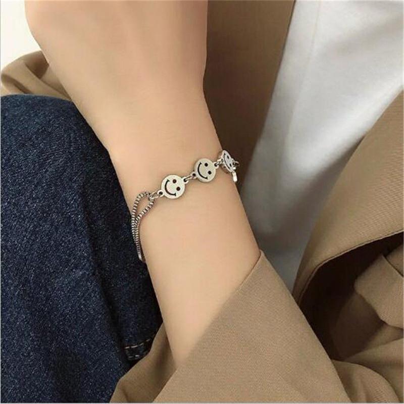 Unisex Harajuku Style Smiley Face Titanium Bracelet - Trendy Korean Design