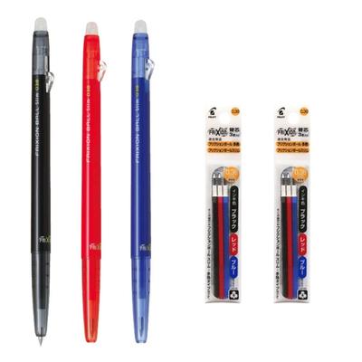 Pilot Frixion Ball Slim 038 Chowany Zmazywalny Żelowy Długopis Extra Cienki 3 Długopisy 6 Wkładów Zestaw Wartościowy Długopis, 0,38 mm, Czarny/Niebieski/Czerwony Tusz, &