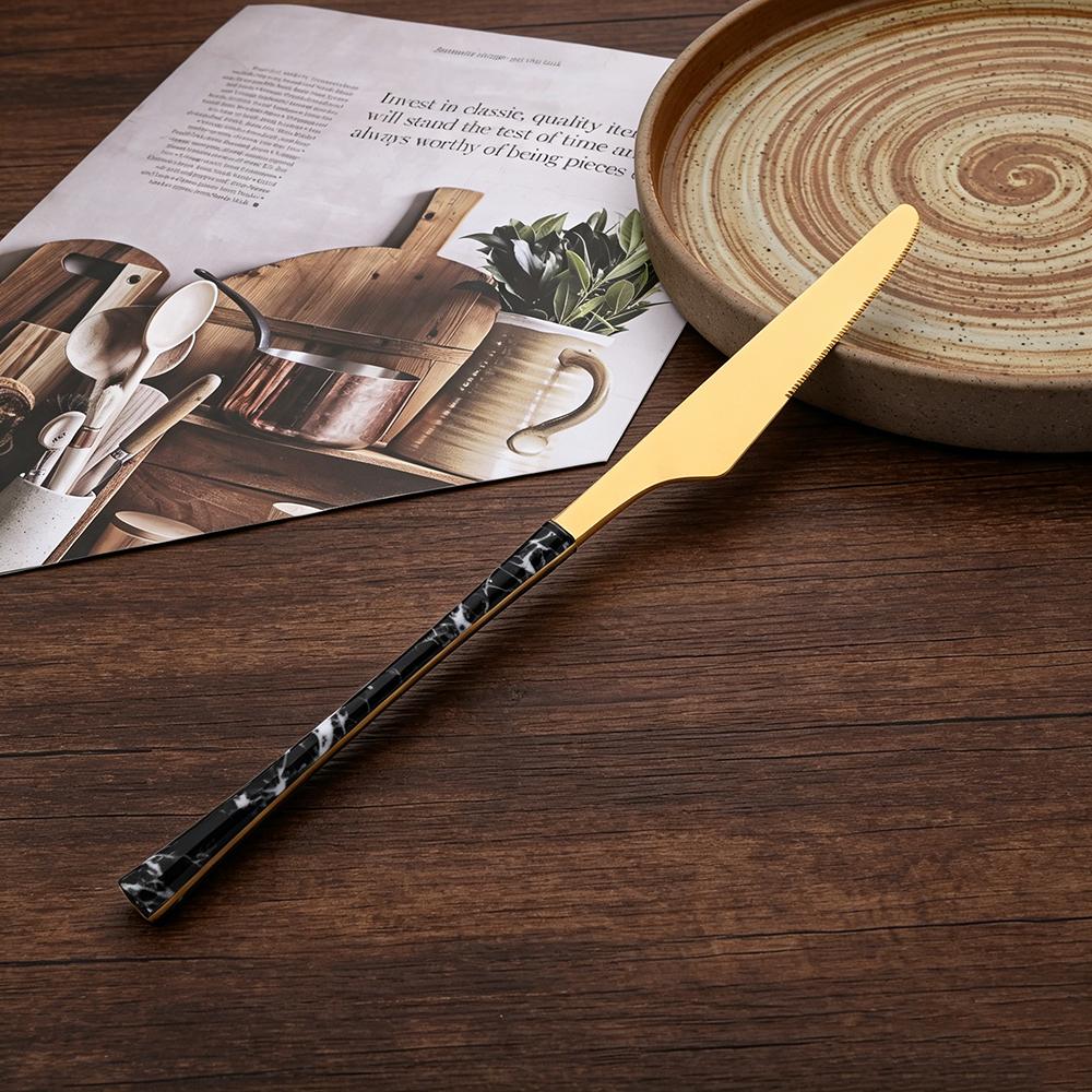 5Pcs Imitation Wooden Handle Dinnerware Cutlery Set Stainless Steel Tableware Western Knife Fork Spoons Silverware Flatware
