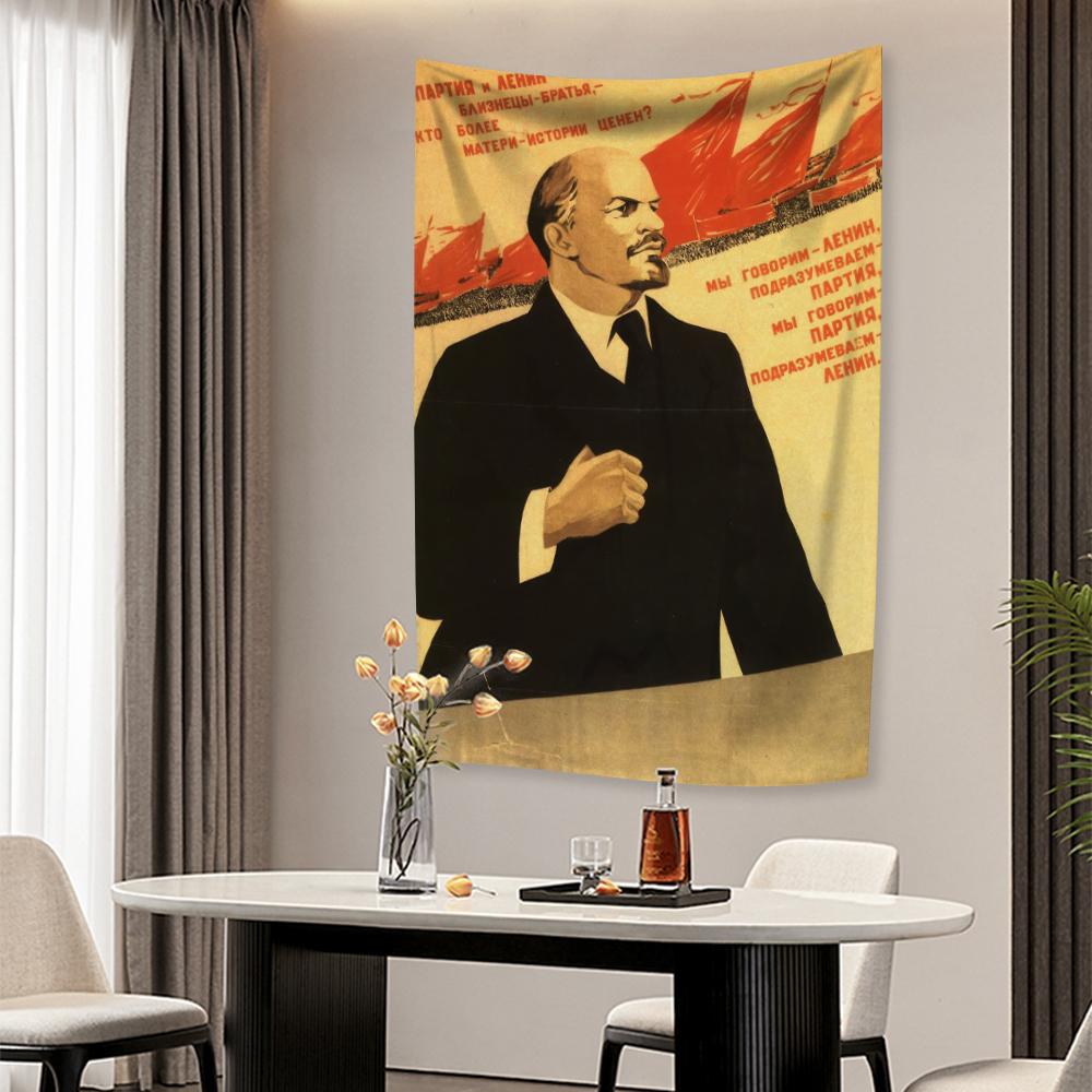 Lenin Stalin USSR CCCP Poster Tapestry Vintage Home Decor Aesthetics Wall Hanging Covering Carpets Dormitory Backdrop Bedspread