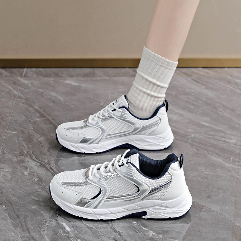 Fashionable New Round Toe Mesh Casual Sports Shoes For Spring/Autumn Comfortable Thick Soled Anti Slip Work Shoes For Women