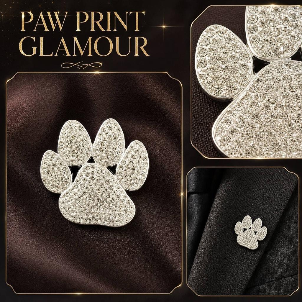 Classic Vintage Style Cat Paw Brooch Fashion Accessory Lapel Pin with Rhinestone Decoration for Clothing Bags and Hats