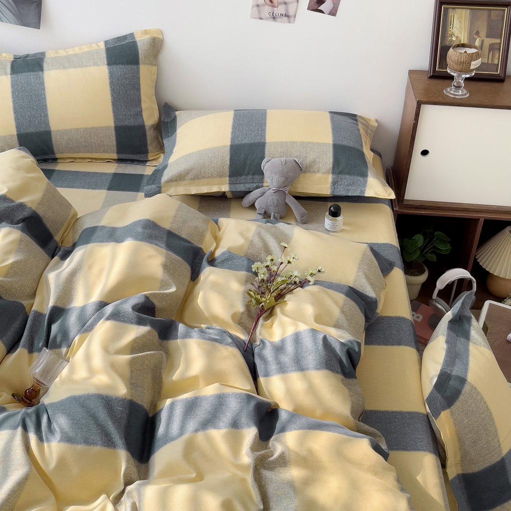 Thickened twill abraded four-piece set cartoon cute printed student dormitory bed sheet quilt set three-piece set