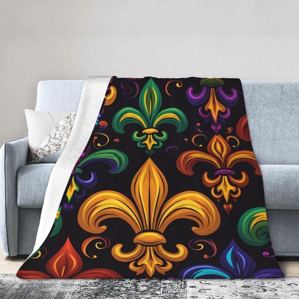 Iris pattern emblem design digital-printed polyester Bedroom velvet flannel cover blanket Fleece soft cover blankets for beds