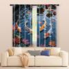 2 Stück, Filtervorhänge (ausgenommen Stangen, unbeweglich, ohne Batterien) Lebendige Koi-Fisch-Szene für Schlafzimmer und Wohnzimmer