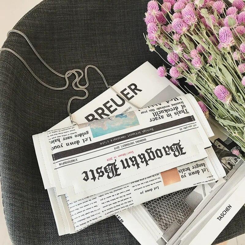 Luxury Designer Women Bags Personality Fashion Shoulder Bags Ladies All-match Messenger Bag Newspaper Modeling Small Square Bag