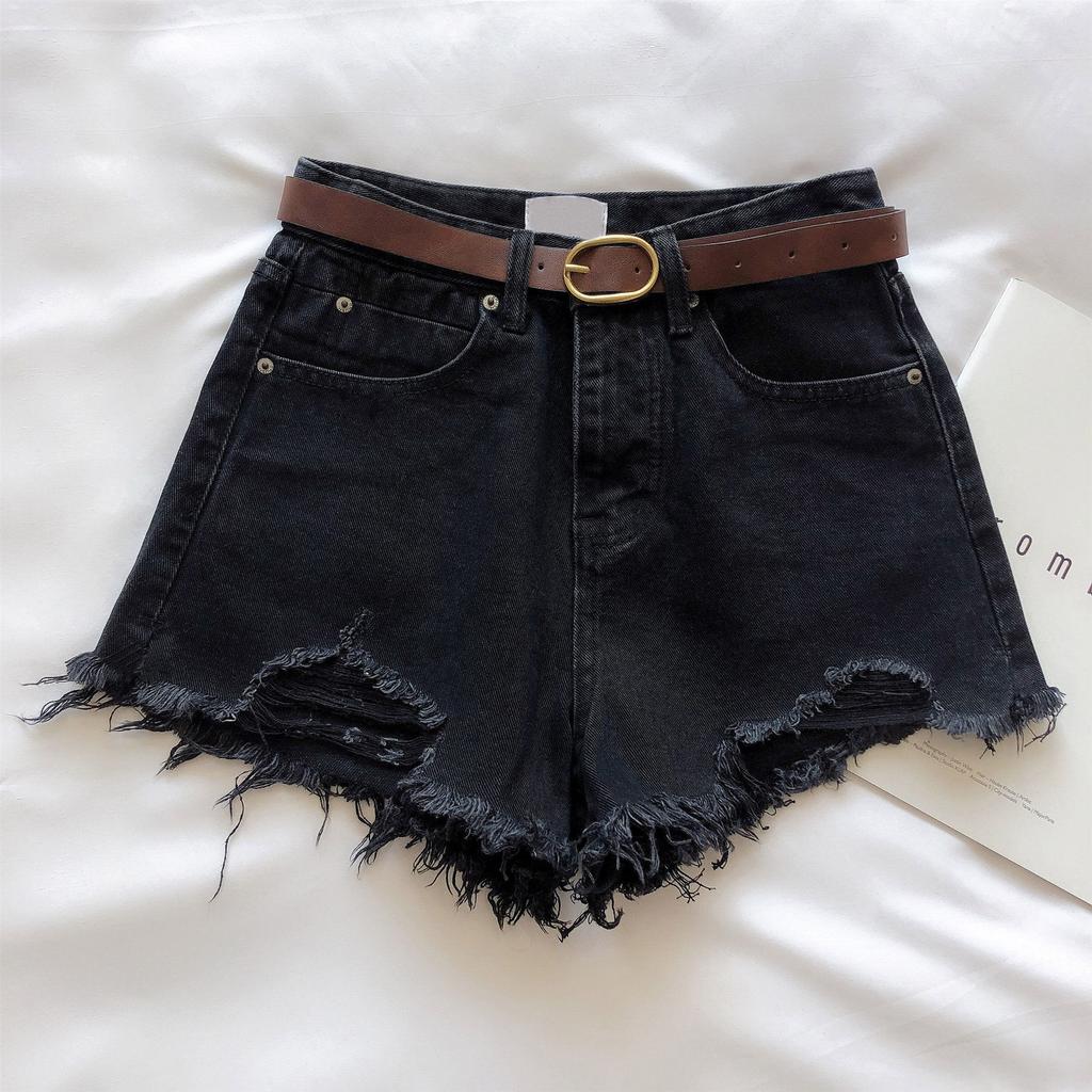 Light Blue Denim Shorts Women's Summer Thin Loose Thin Show High A Word Wide Legs All Match