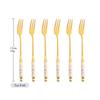 6pcs White Gold Dessert Vegetable Fruit Forks Stainless Steel Cutlery Ceramic Handle Dessert Cake Fork Dinnerware Set