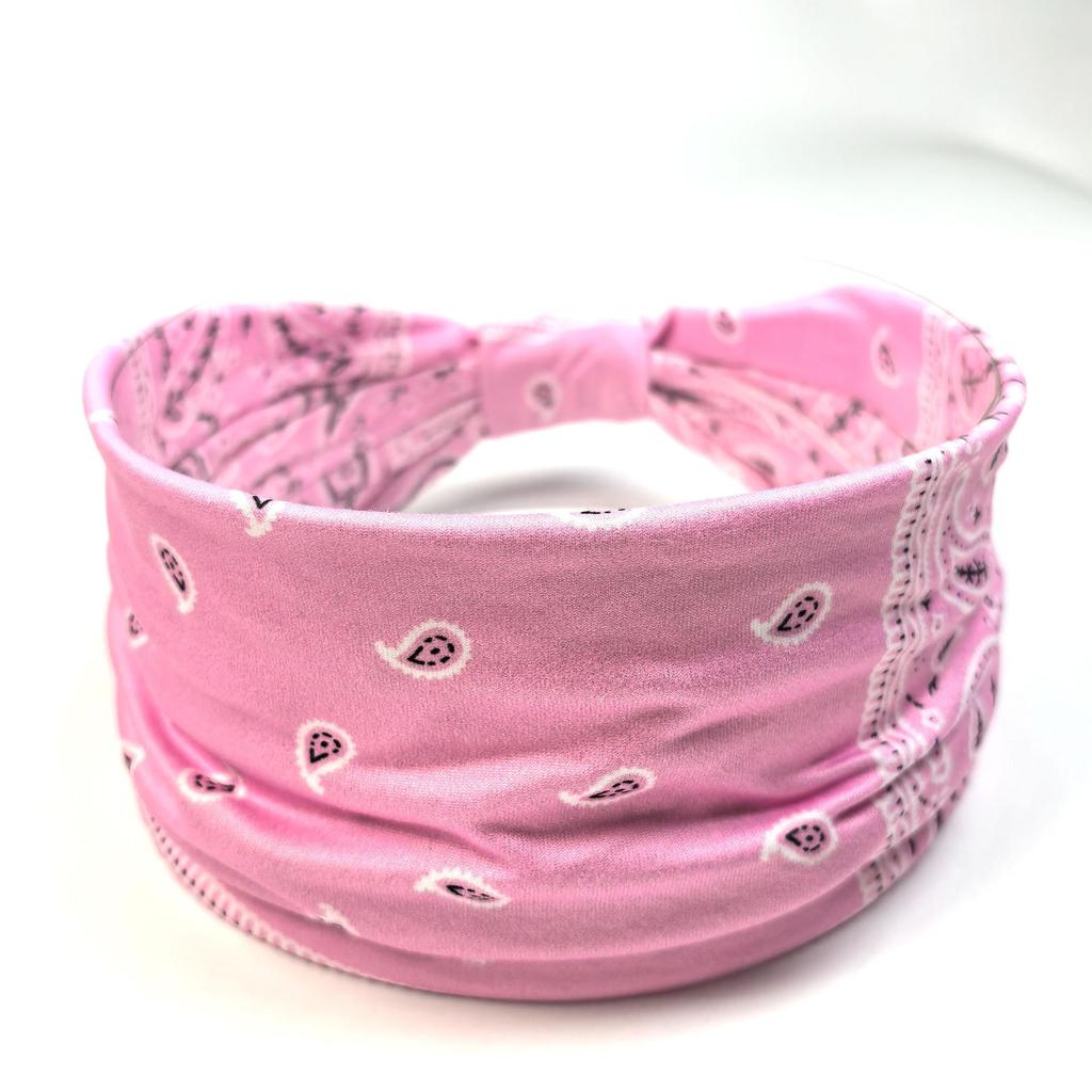 Bohemian Style Elastic Sports Headband: Women's Wide Edge Cashew Flower Headscarf