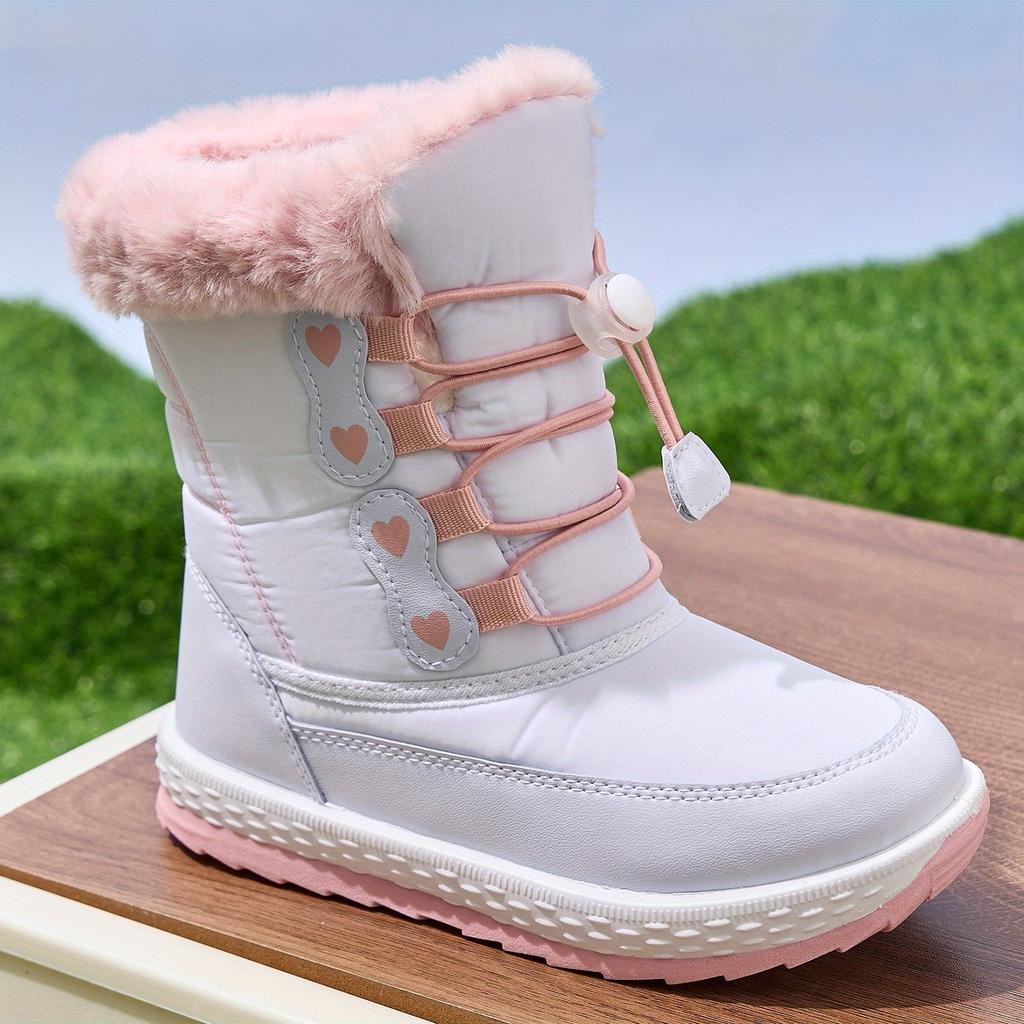 [Fleece-Lined Snow Boots] Youngsters' Fleece-Lined Snow Boots - Slip-On Mid-Calf Outdoor Shoes with EVA Sole, All-Season Lightweight Design for Girls