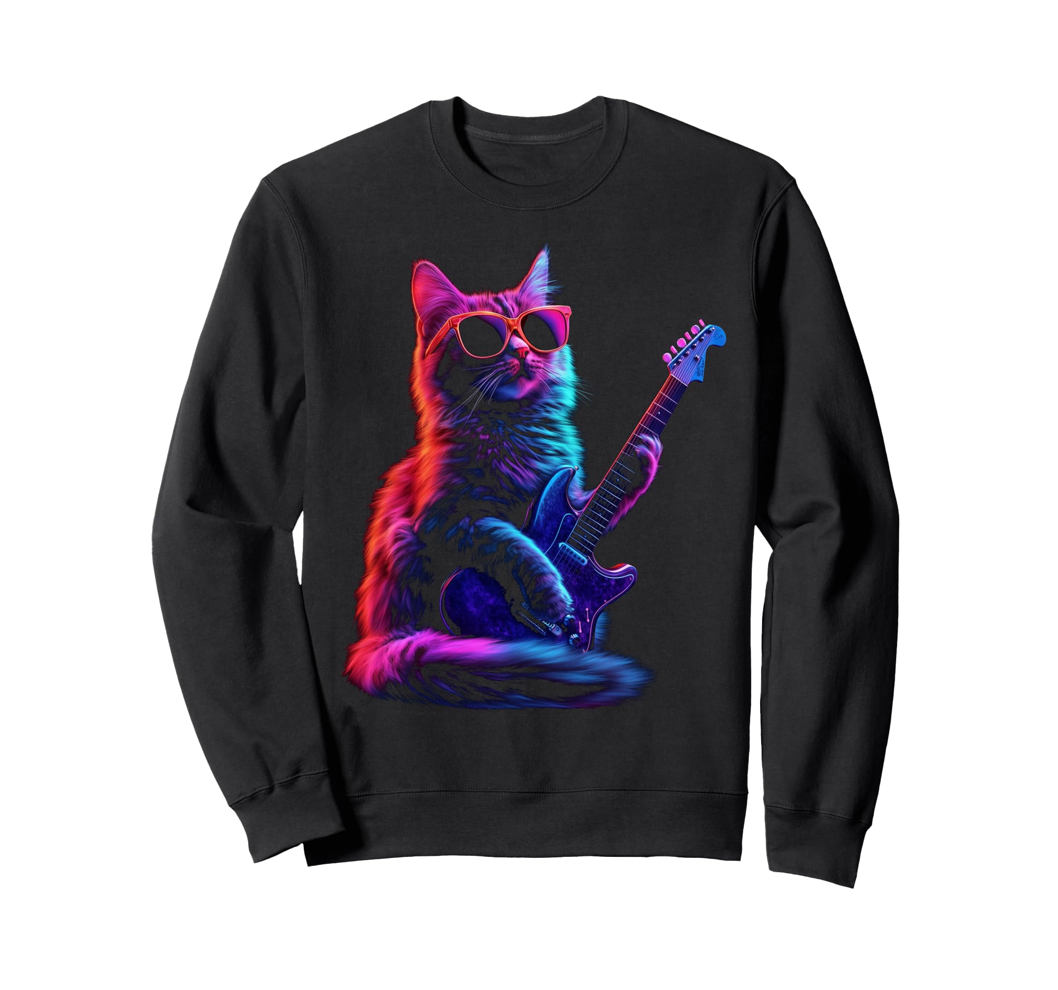 

Rock Cat with Guitar and Sunglasses Cat Music Cat Electric Guitar Rock Cats Sweatshirt