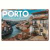 Vintage Pejzaż Miasta Porto Metalowa Sztuka Ścienna Portugalia Nadbrzeżna Architektura Dekoracja Wytrzymały Żelazny Znak Łatwa Instalacja z P