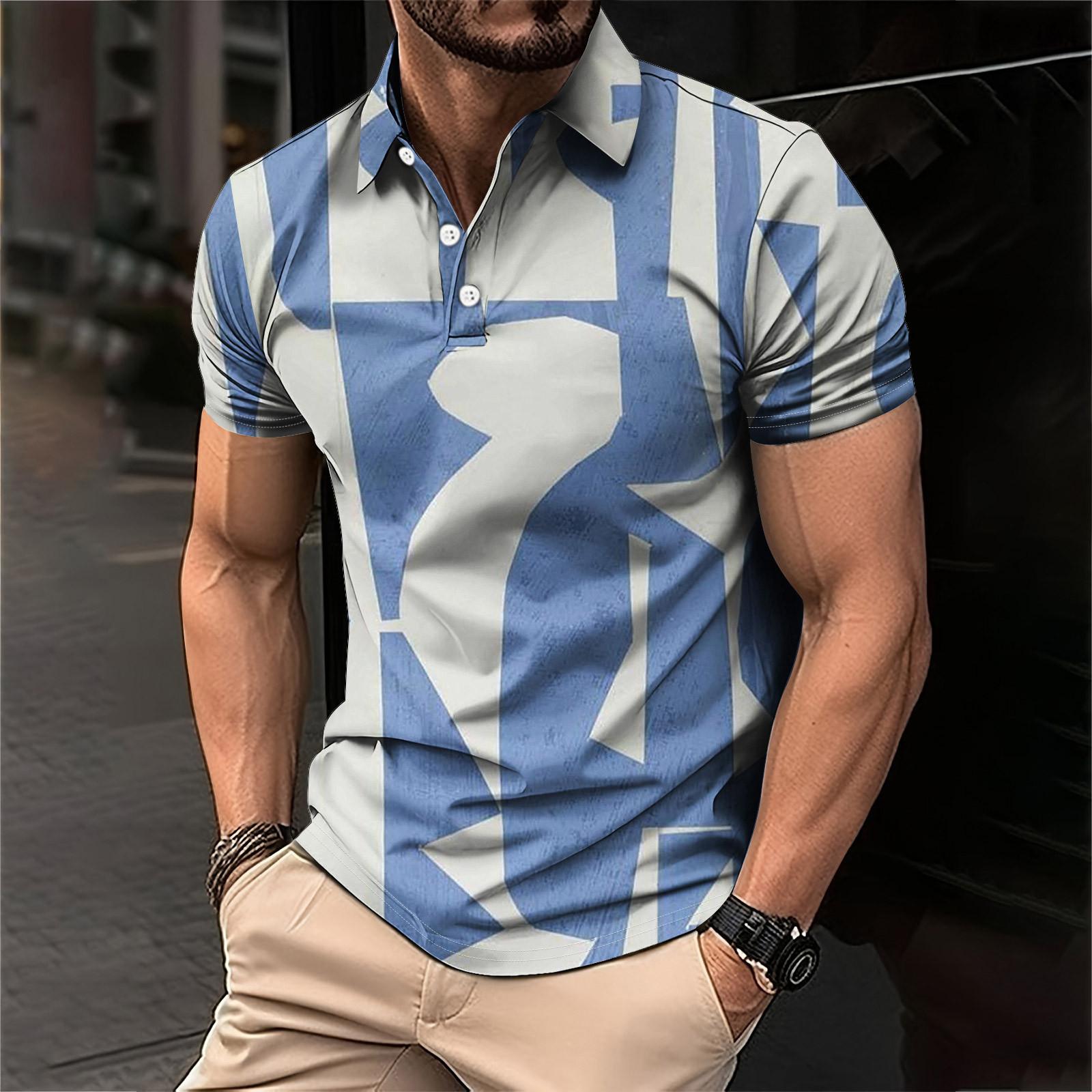 

Мужская рубашка для гольфа, повседневная спортивная, с V-образным вырезом, ребристый воротник, с коротким рукавом, модная, повседневная, однотонная, однотонная, весна-лето, стандартная посадка L синий