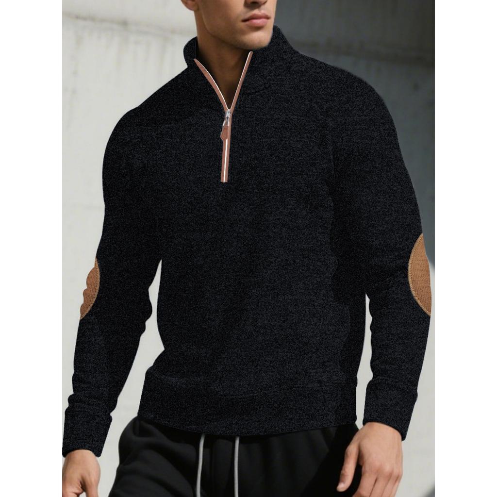 Men's Stand Collar 1/4 Zip Pullover | Casual Fit, Easy- Design Soft Cotton Blend, Breathable | Versatile For Daily, Commute & Leisure