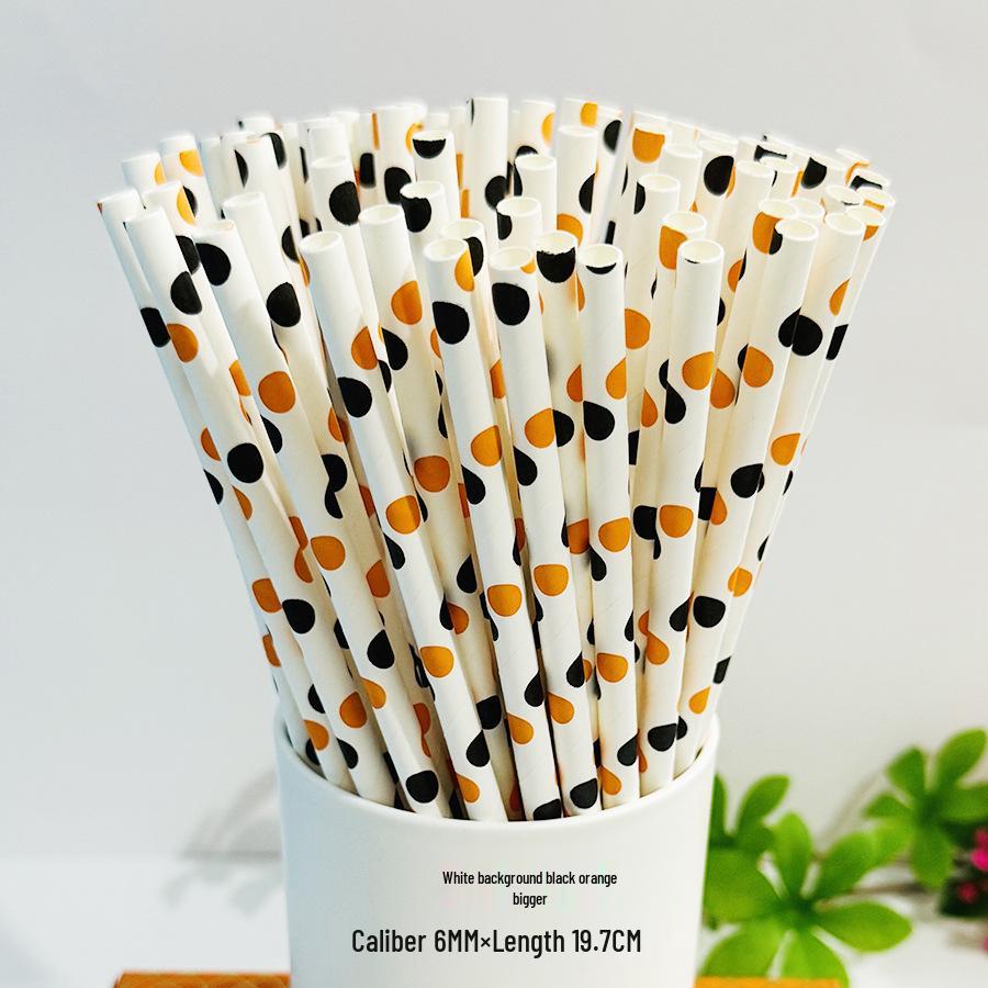Biodegradable Halloween Paper Straws with Skull and Pumpkin Design