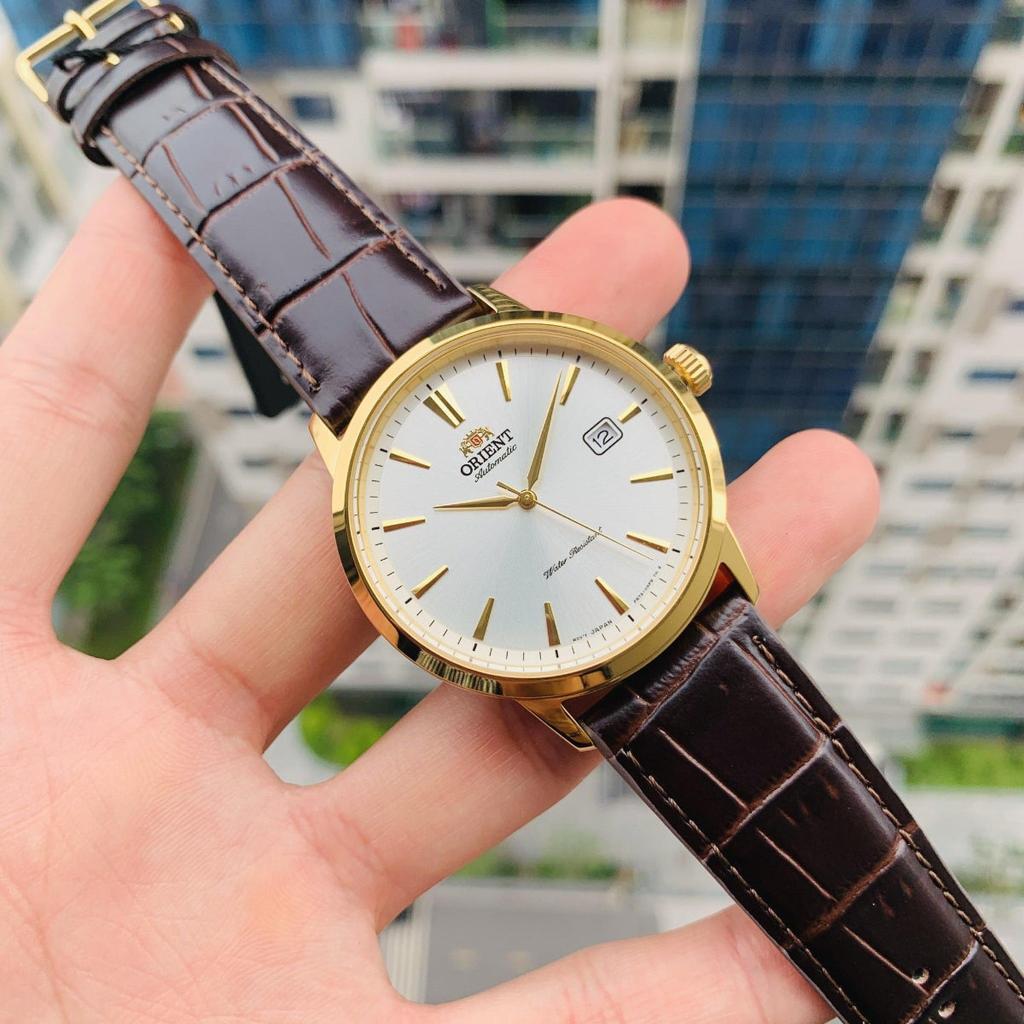 Orient Symphony Automatic White Dial Leather Strap Men’s Watch RA-AC0F04S30B