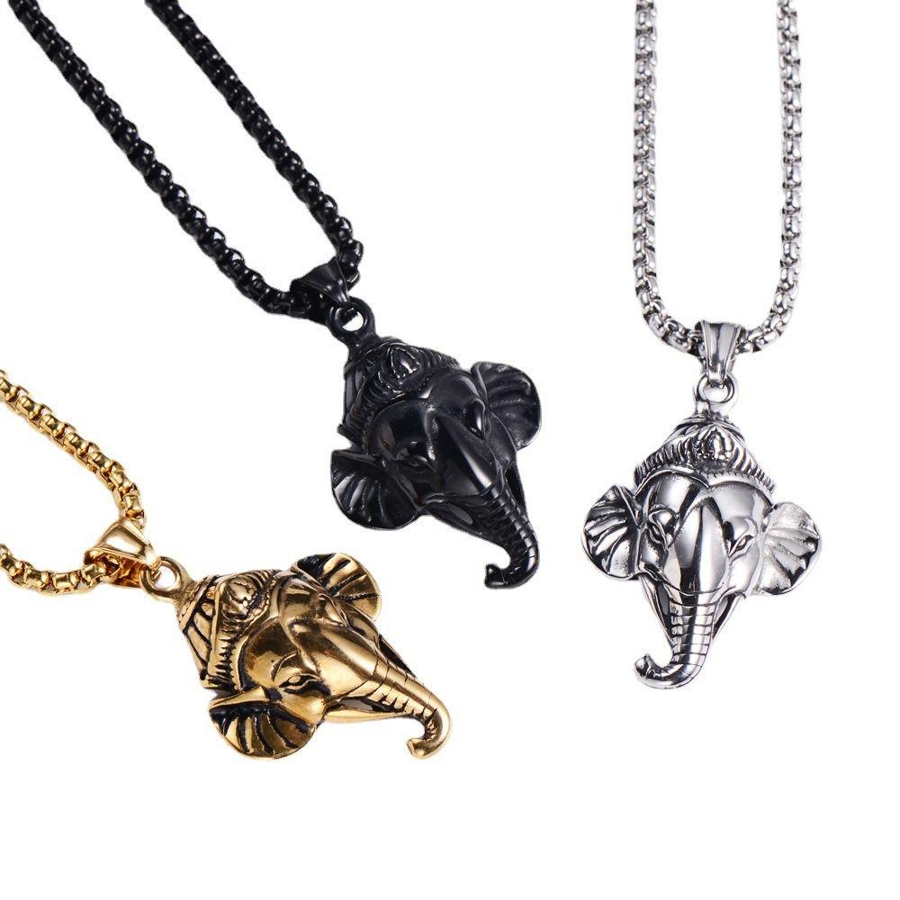 Elephant Head Pendant with Chain Rock Sweater Necklace Hip Hop Collarbone Necklace  Daily Wear
