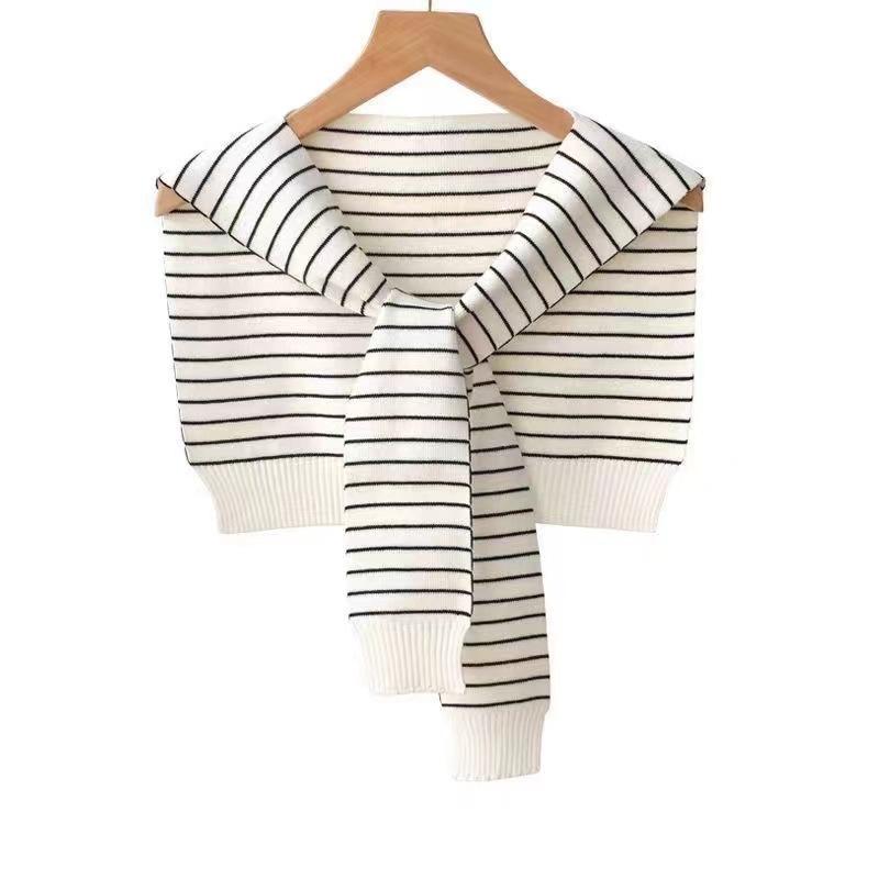 [Shawl] Spring And Autumn Striped Shawl Women'S Foreign High-End Knitting Versatile