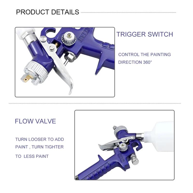 Professional Mini Air Paint Spray Gun Airbrush, 100ml Capacity, H-2000 Miniature Airbrush, Screw Inlet 1/4", 0.8mm/1.0mm Nozzle