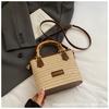 Summer hand bag small bucket bag women's 2025 new simple high-end shoulder bag niche messenger straw bag