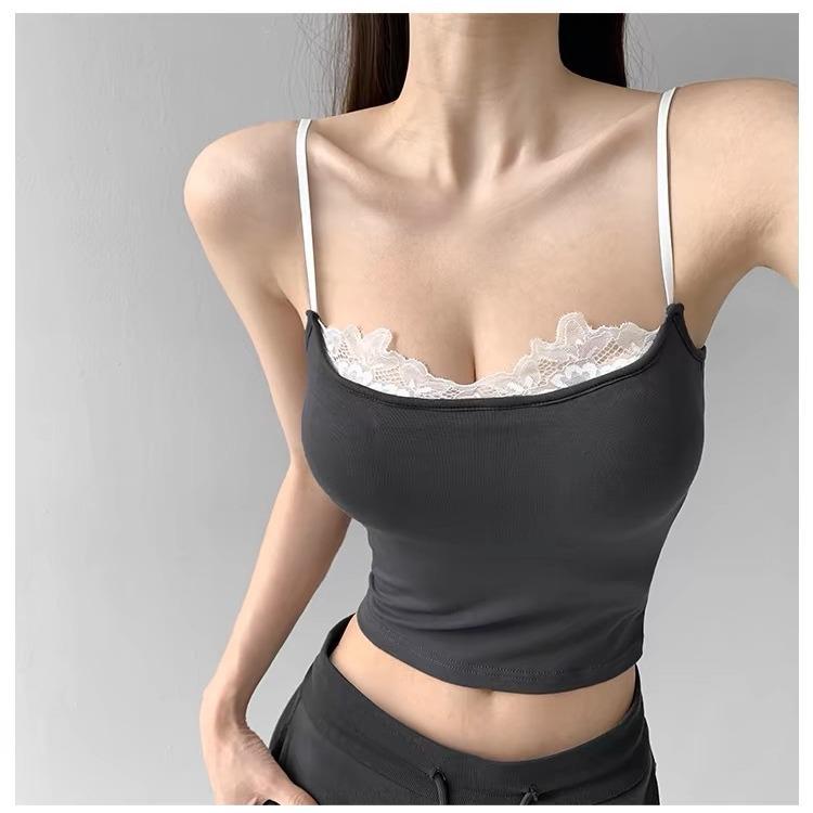Rayon Lace Trim Sexy Camisole for Women - 2024 Summer Slimming Top