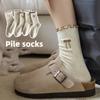 SCIONE Women's Pile Socks Solid Color Cotton Socks Spring and Autumn Yarn Stockings Cute Kapibala Series Ruffled Trim Embroidered Girl Socks