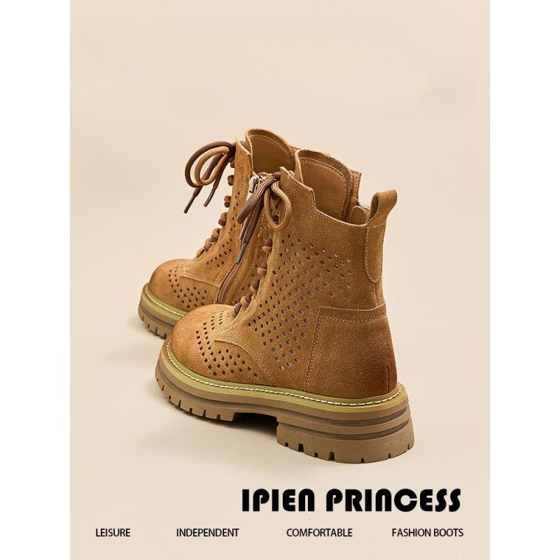 Retro Ladies Boots Mesh Breathable Woman Summer Boots Lace-up Casual Ankle Boots for Men Women Botas Mujer