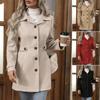Cappotto da donna con colletto rovesciato e maniche lunghe, vestibilità aderente, elegante, tinta unita, lunghezza media, capospalla in lana