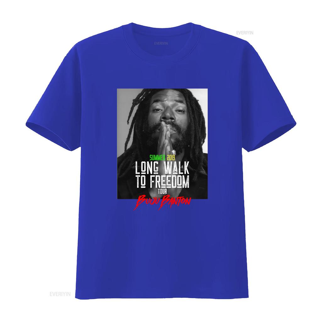 Buju Banton Long Walk To Freedom Tour 2019 Verão Camiseta Estilo Reggae vintage Lavada Estilosa roupas de designer Ligeiramente moda