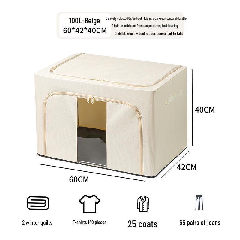 Foldable Clothes Storage Box with Single Window, Large Capacity, Dustproof & Moistureproof