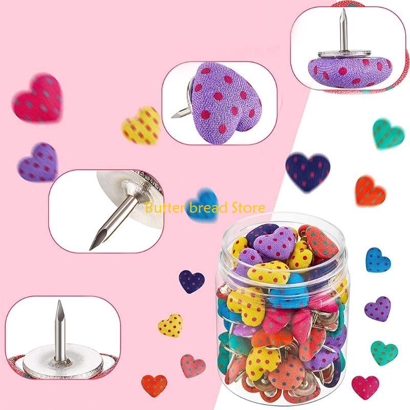 

W89C 60 Pcs for Creative Heart Colored Pushpins Home Kindergarten School Office Photo Wall Decoration Supplies with Box China Mainland