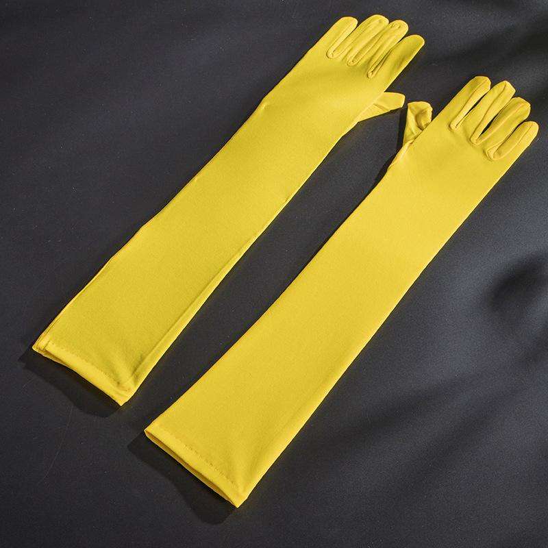 Women Long Spandex Multicolor Solid Retro Cosplay Stage Performance High Stretch Breathable Gloves Drive Cycling