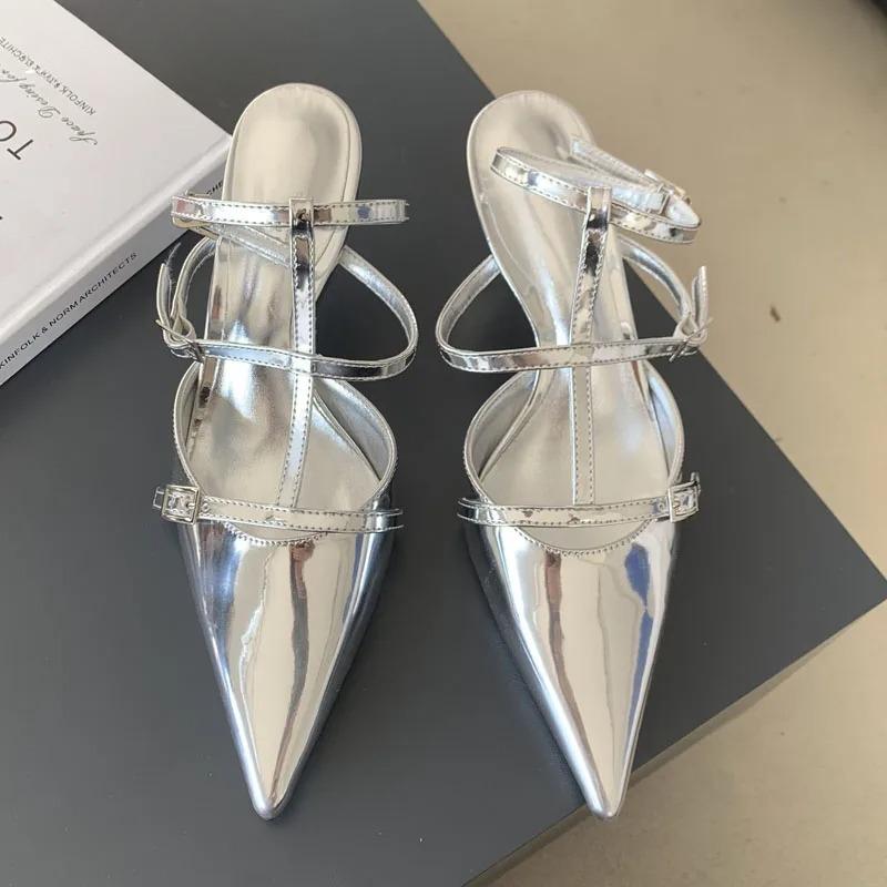 Fashion Women's pointed high heels hollow thin dress sandals gold silver elegant new fashion spring