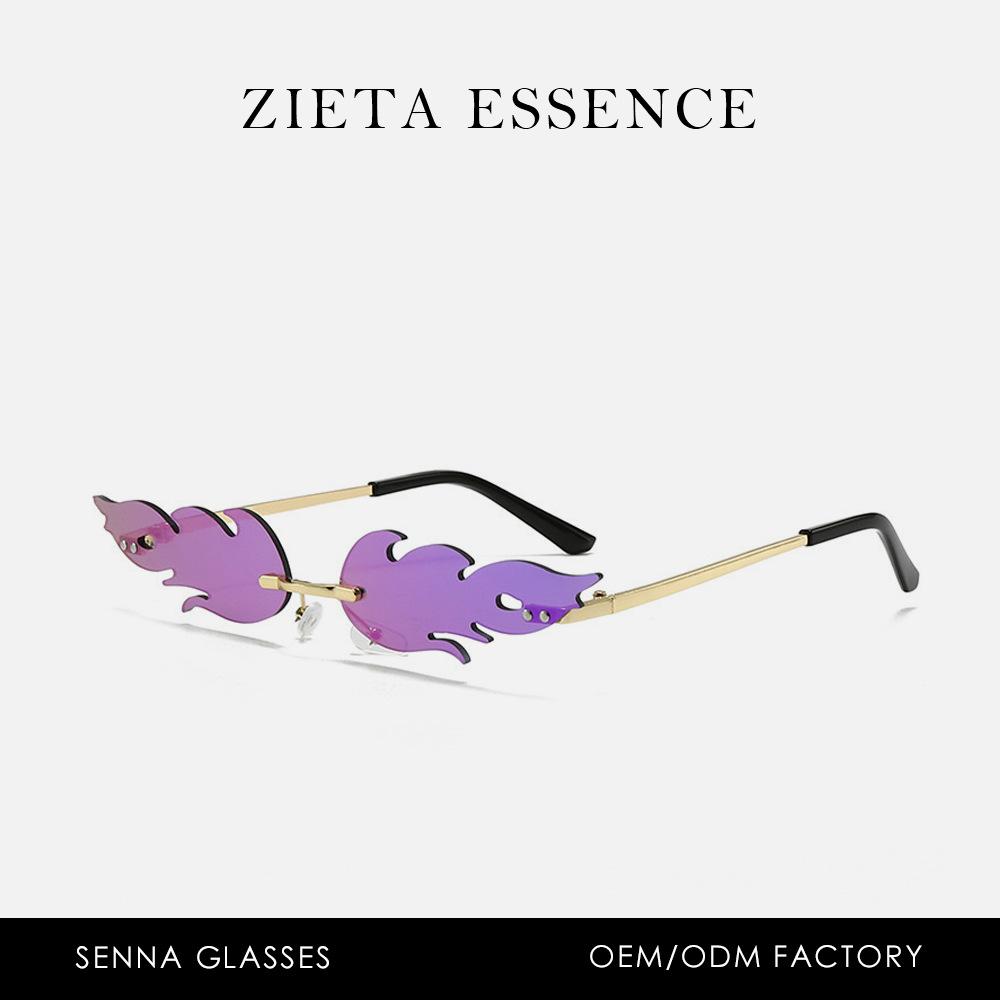 Flame Frameless Sunglasses Party Sunglasses Feather Sunglasses Metal