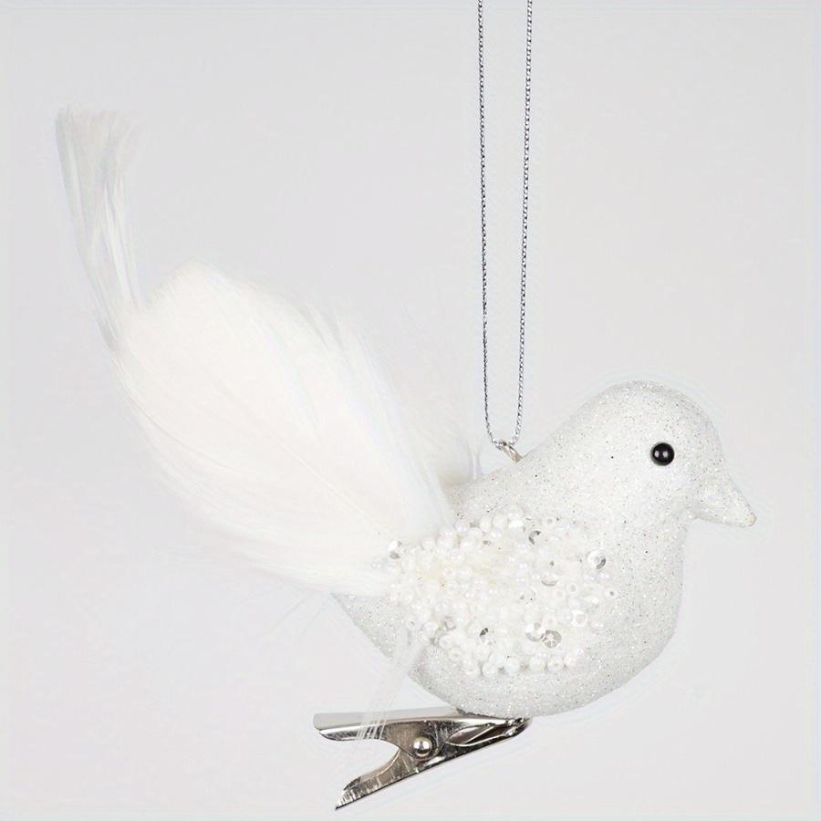 

1 шт., имитация пенопласта, перо птицы, рождественское украшение, розовая подвеска в виде рождественской елки, 3D поддельные поделки, птицы, рождественское украшение белый