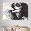 2D Day of the Dead Tapestry Sugar Skull Lady with Smoke Art Background Cloth