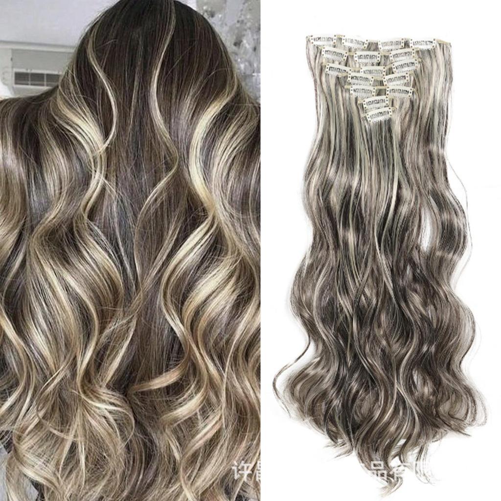 7-Piece European & American Long Curly Hair Extensions with 16 Clips
