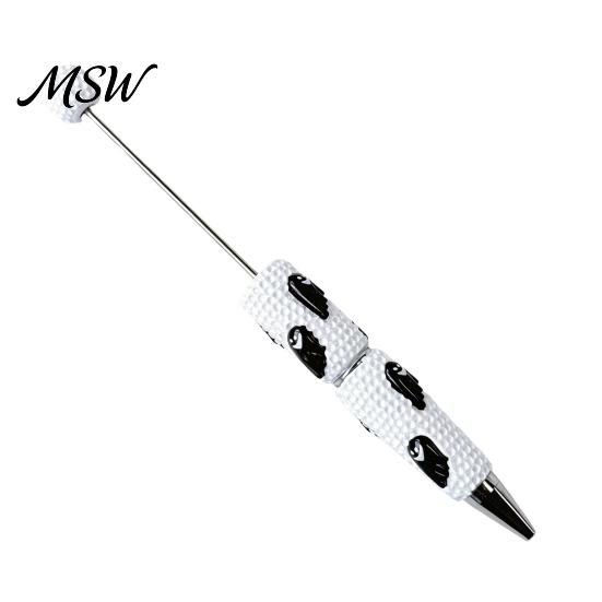 Cartoon Ghost Writing Pens Halloween Rhinestone Beadable Pen, DIY Sparkly Cat Pumpkin Plastic Beaded for Crafts Glitter Black Ink Ballpoint Pen Making