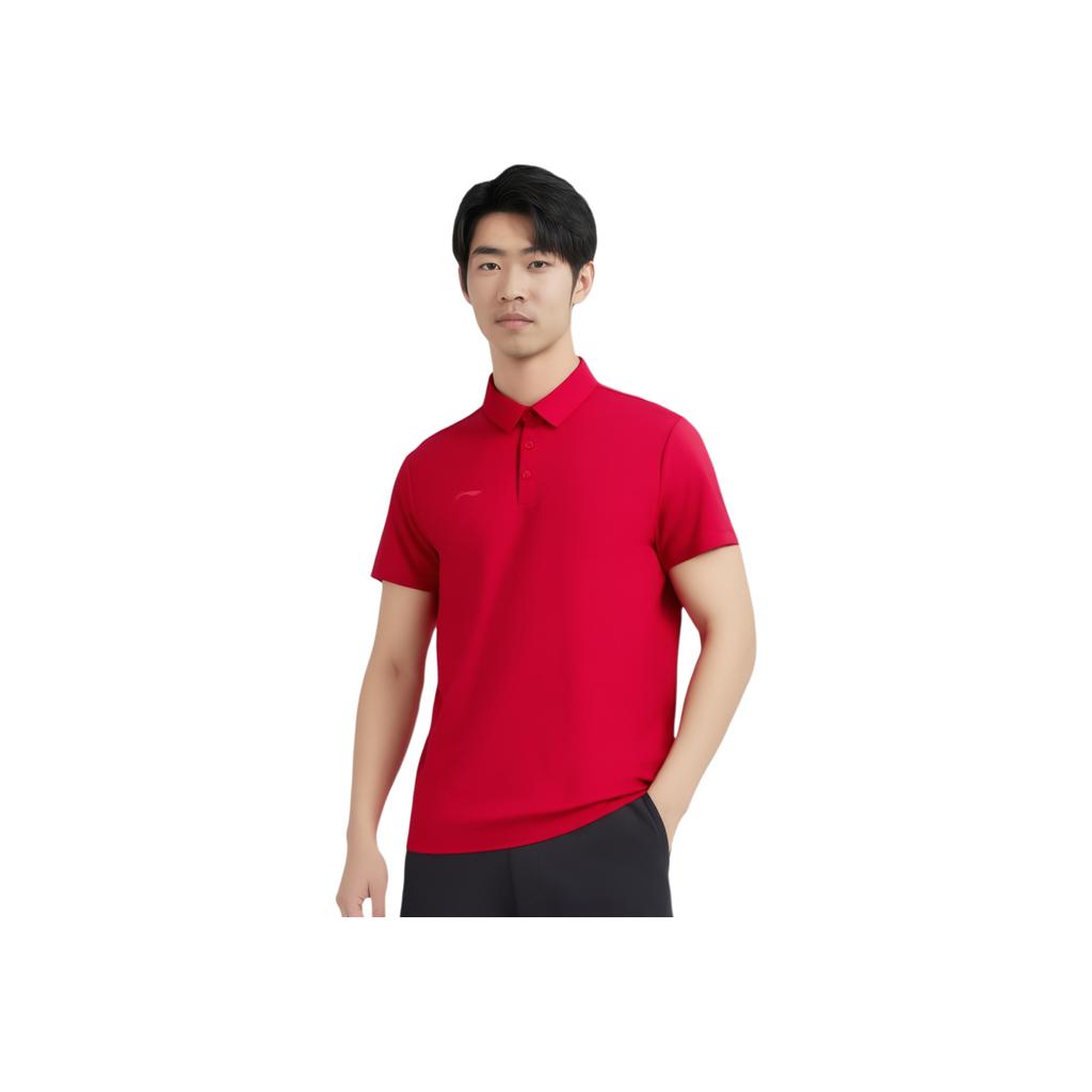 Li Ning Group Purchase Series Solid Color Soft Comfortable Breathable Versatile Short Sleeve Polo Shirt Men Polo Shirts APLV029-4