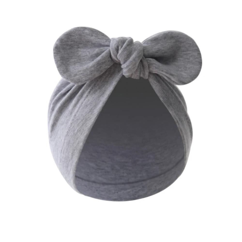 Cute Bunny Ears Baby Turban Hat Solid Color Soft Cotton Infant Beanie Cap Toddler Bonnet Headwrap for Baby Boys Girls