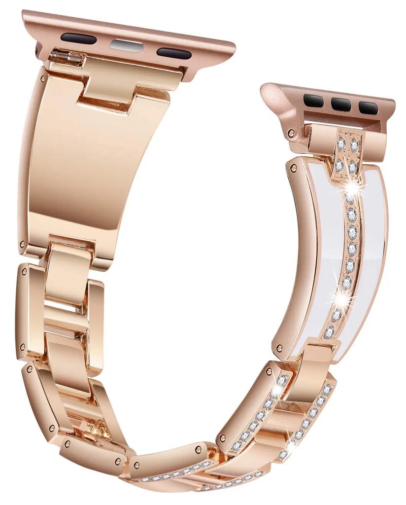 Resin+Metal Strap for Apple Watch 45mm 44mm 42mm 40mm 41mm 46mm 49mm Women Diamond Bracelet Iwatch Ultra 10 9 8 7 6 5 4 SE Band