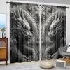 2pcs Brick Carving Printed Curtain for Home Decor - Rod Pocket Window Treatment for Bedroom, Office, Kitchen, Living Room