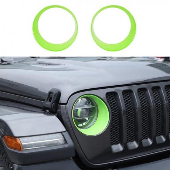 Green Headlight Lamp Cover Trim Decor Ring for Jeep Wrangler JL 2018+Accessories