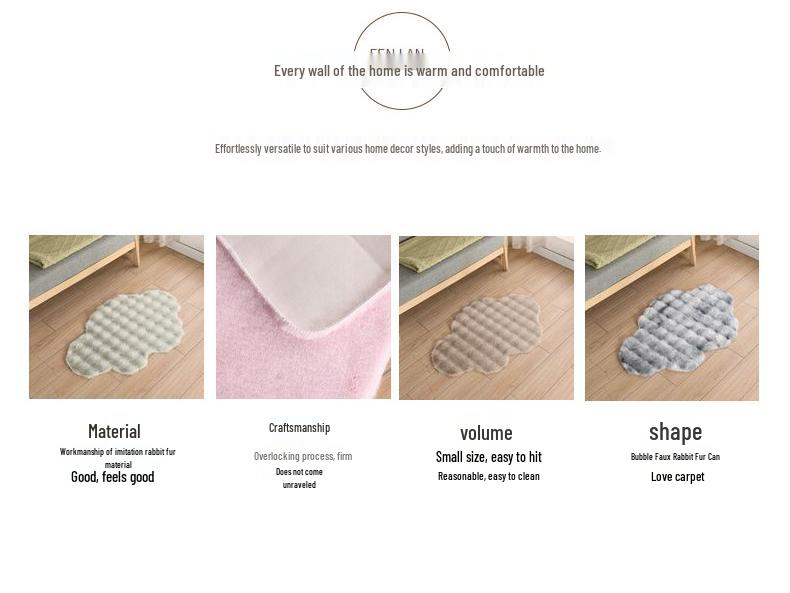 Cloud Carpet: Cute Girly Bubble Fleece Rug for Bedroom & Living Room - Machine Washable
