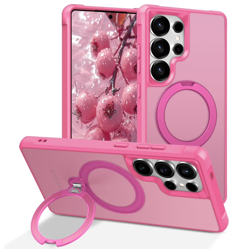 For Samsung Galaxy S25 Ultra Magnetic Case Kickstand TPU PC Shockproof Phone Back Cover