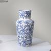 Neoclassical Blue and White Porcelain Vase Table Decoration Floral Print Texture Flowers Arrangement Vases Room Aesthetic Decor
