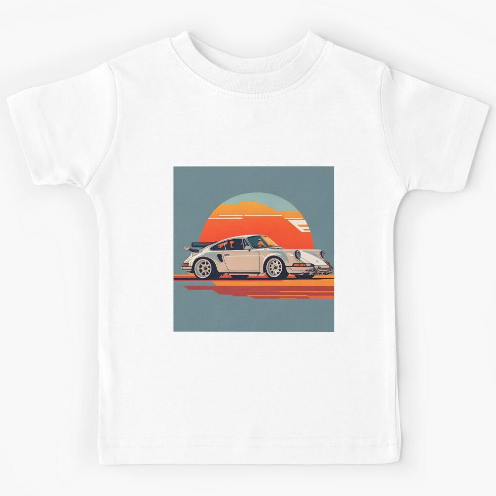 Sunset Velocity: Retro Vintage Sports Car in Captivating Splendor Kids T-Shirt 120
