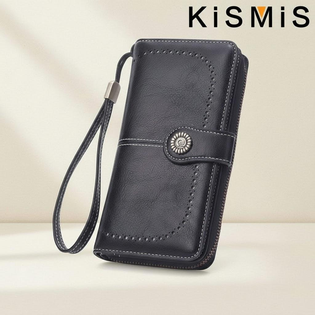 

Модная текстура Высокое качество RFID Защита от кражи Кожаный кошелек для женщин Длинный Многокарточный Сумка-кошелек на запястье чёрный